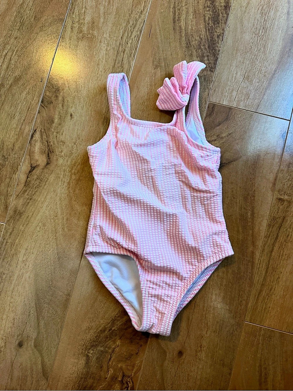 Girls Pink & White Gingham One Piece Like New